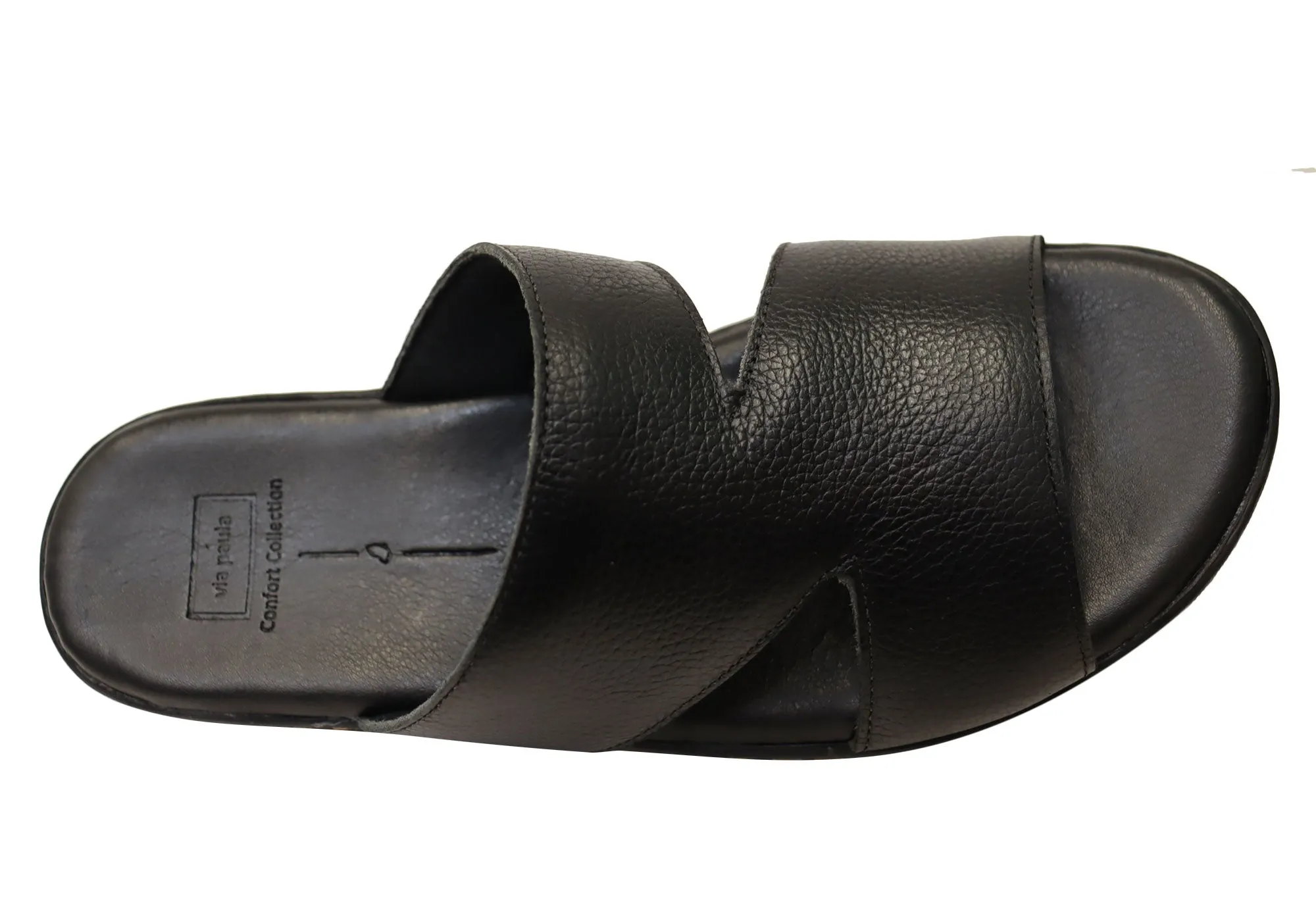 Via Paula Simona Womens Brazilian Comfortable Leather Slides Sandals Via Paula Shoes