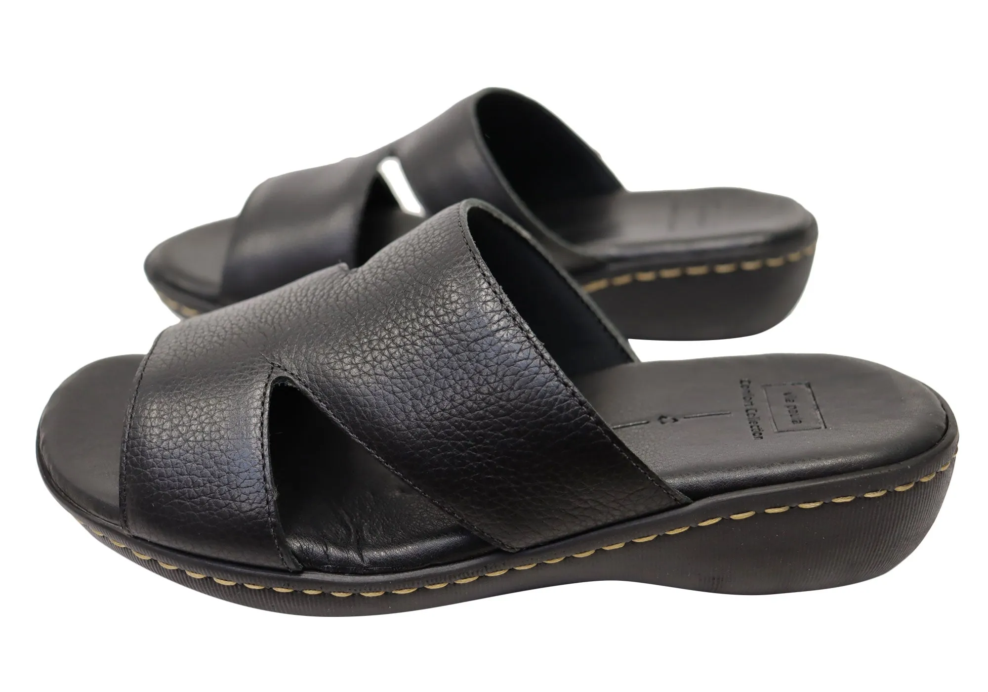 Via Paula Simona Womens Brazilian Comfortable Leather Slides Sandals Via Paula Shoes