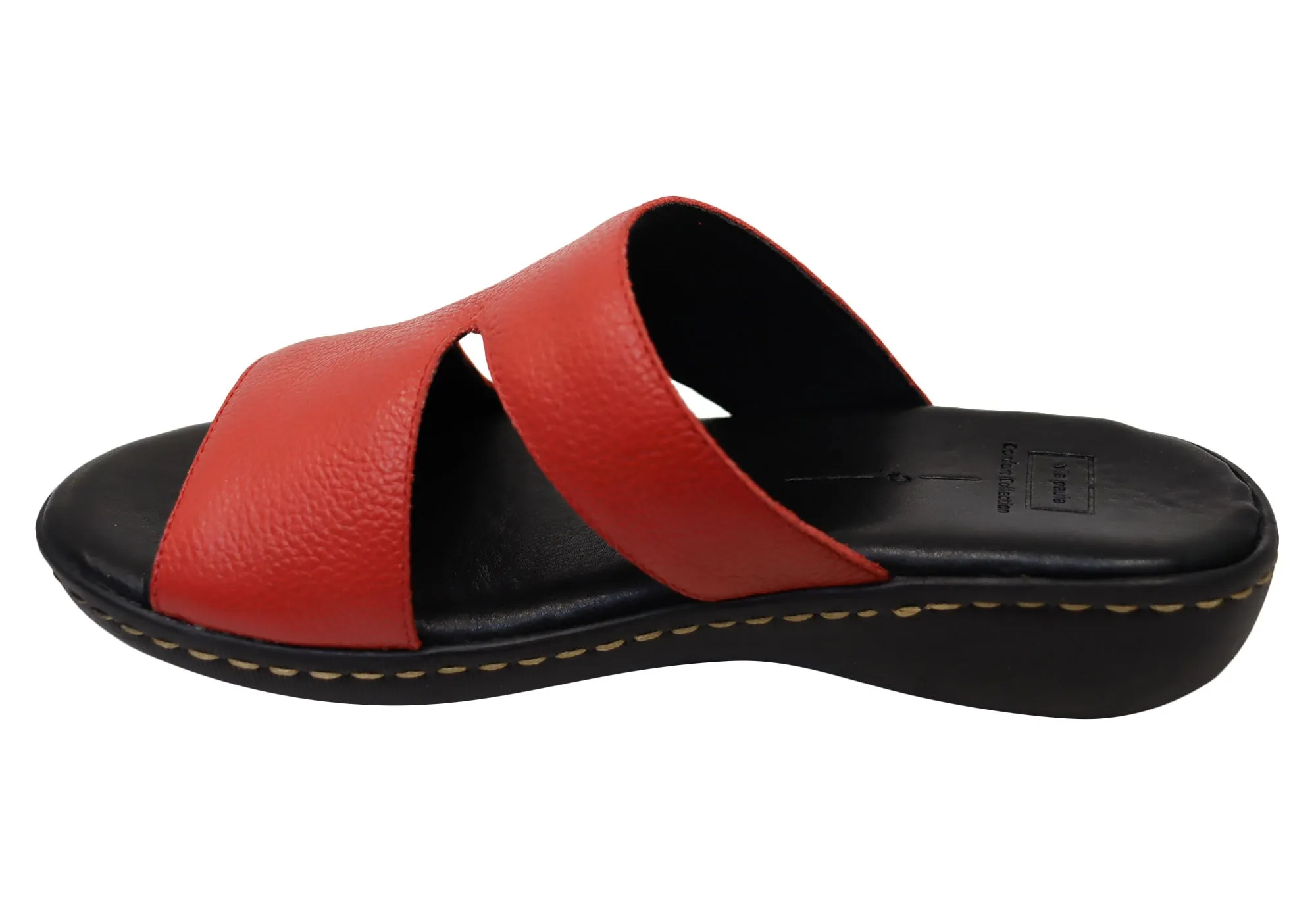 Via Paula Simona Womens Brazilian Comfortable Leather Slides Sandals Via Paula Shoes