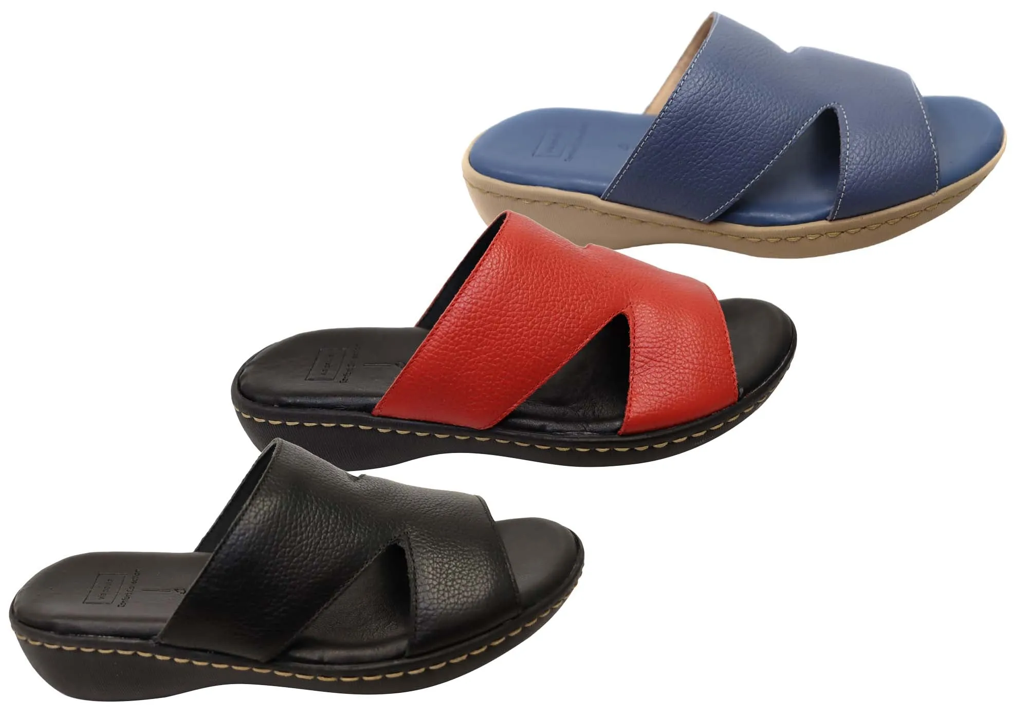 Via Paula Simona Womens Brazilian Comfortable Leather Slides Sandals Via Paula Shoes
