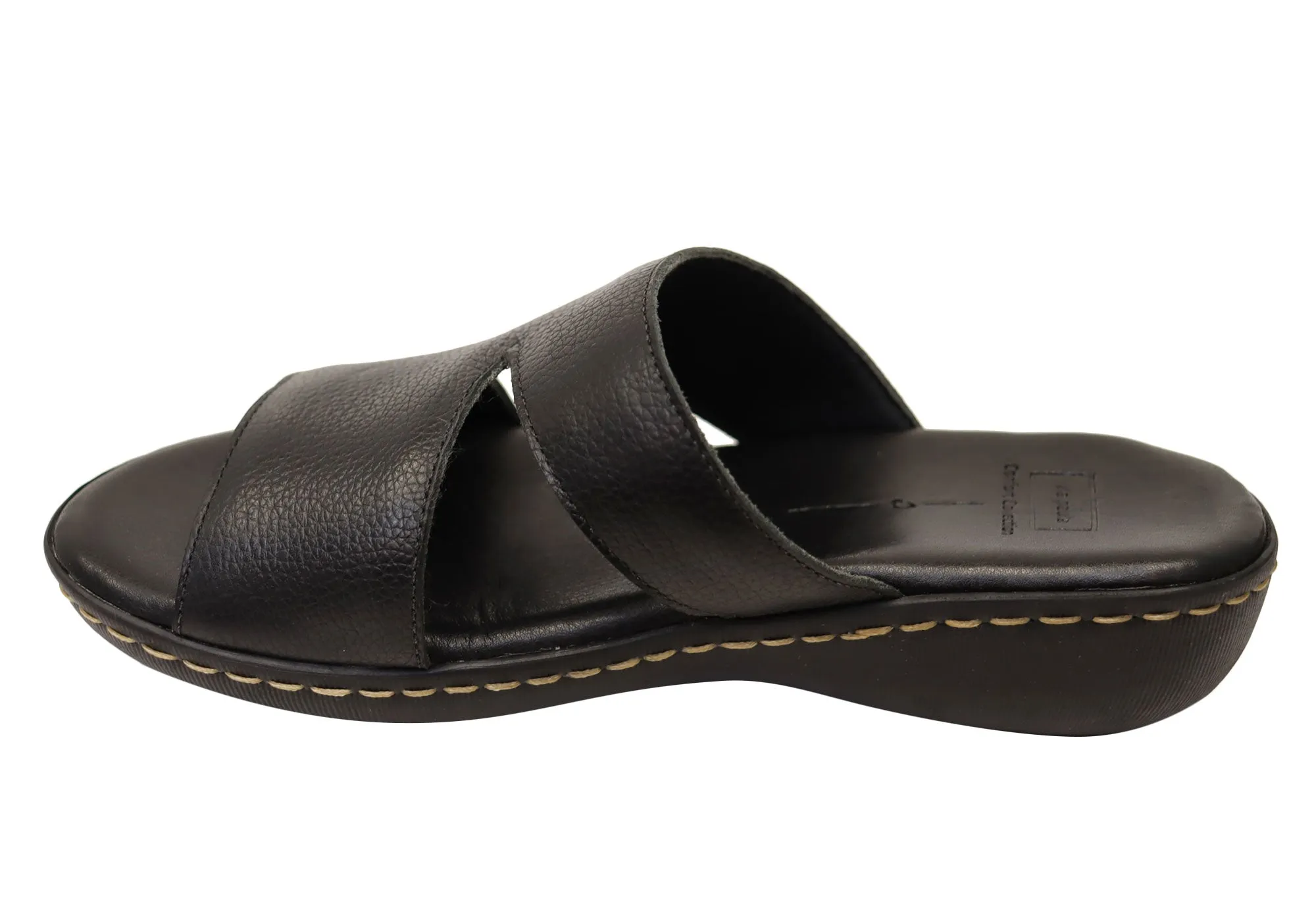 Via Paula Simona Womens Brazilian Comfortable Leather Slides Sandals Via Paula Shoes
