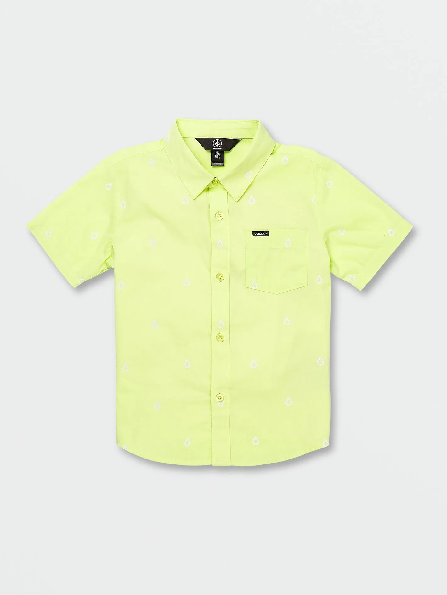 Volcom Patterson Boys Short Sleeve Woven Shirt (Age 2-7) Shadow Lime Volcom