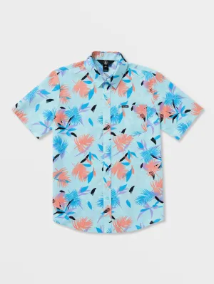 Volcom Warbler Boys Short Sleeve Woven Shirt (Age 8-14) Aquamarine Volcom