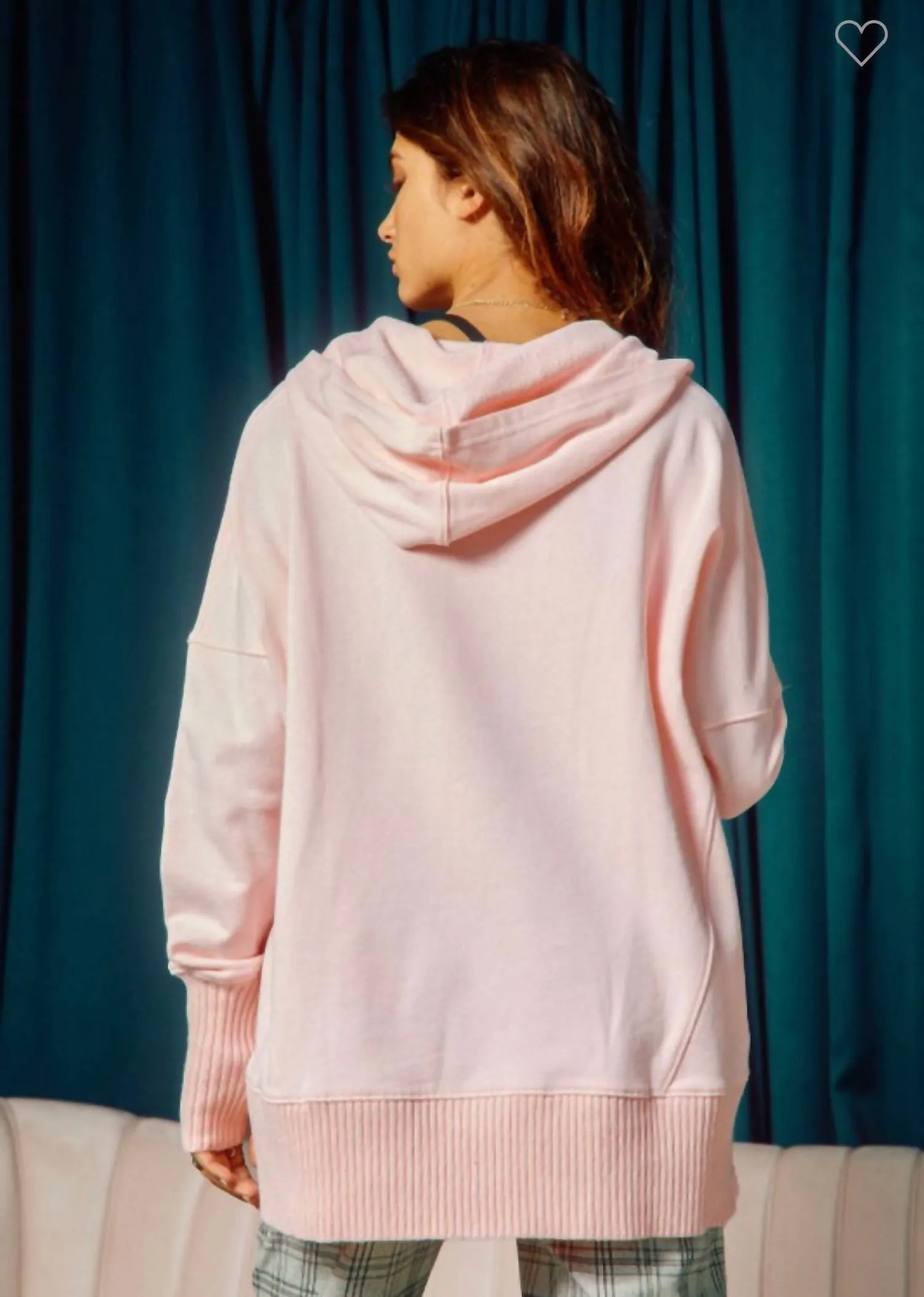 Washed French Terry Oversized Hoodie In Baby Pink