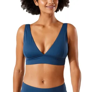 Womens Tommy Bahama Swimwear Tommy Bahama Palm Modern Over The Shoulder V Neck Bra Top - Midnight Sea*