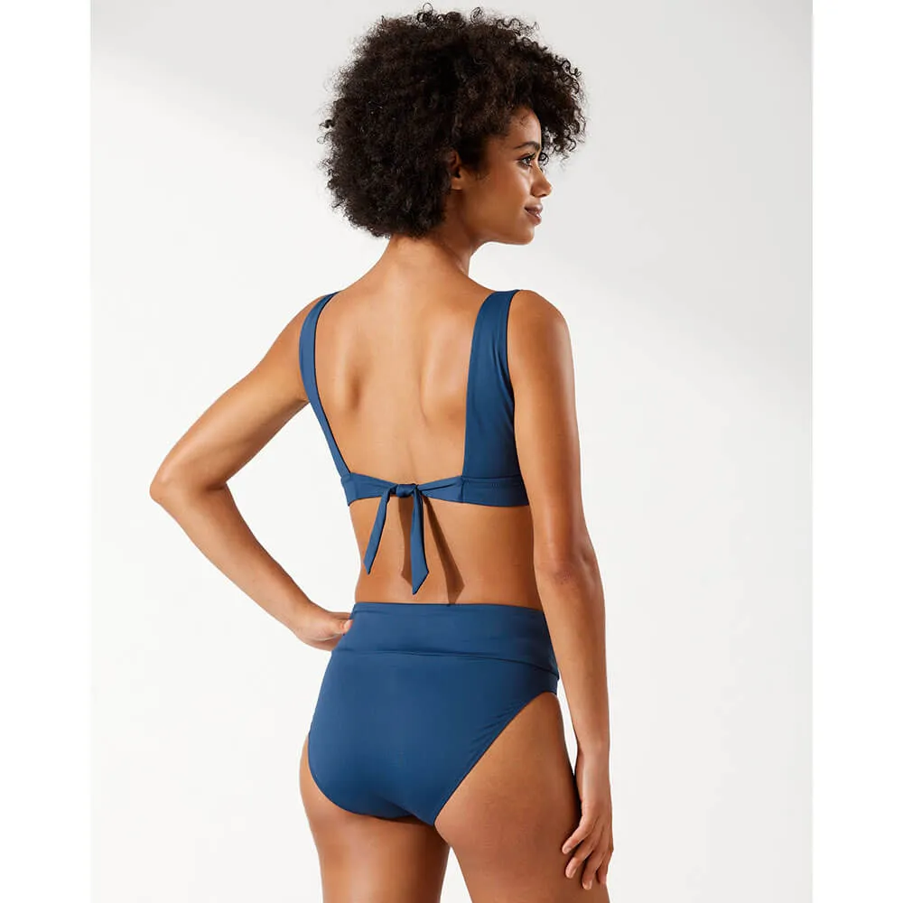 Womens Tommy Bahama Swimwear Tommy Bahama Palm Modern Over The Shoulder V Neck Bra Top - Midnight Sea*
