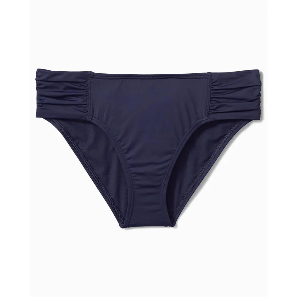 Womens Tommy Bahama Swimwear Tommy Bahama Pearl High Waist Side Shirred Bikini Bottom - Mare Navy