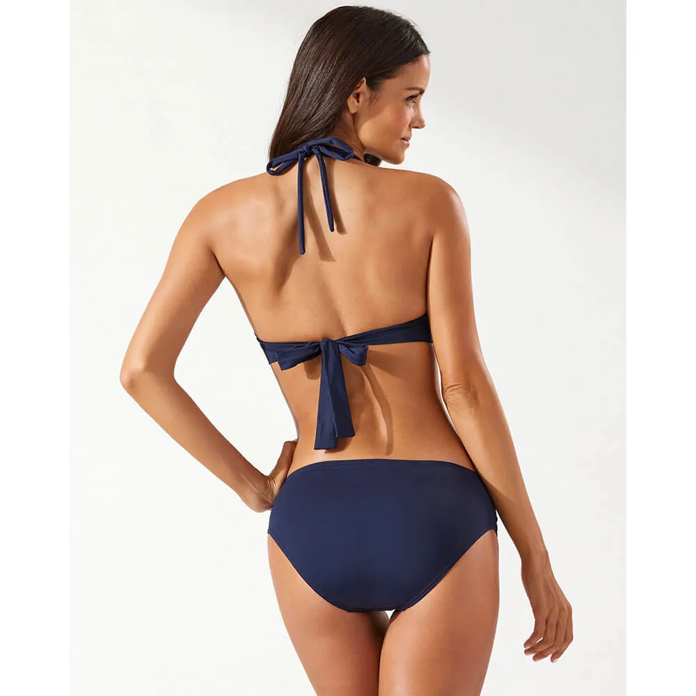 Womens Tommy Bahama Swimwear Tommy Bahama Pearl High Waist Side Shirred Bikini Bottom - Mare Navy