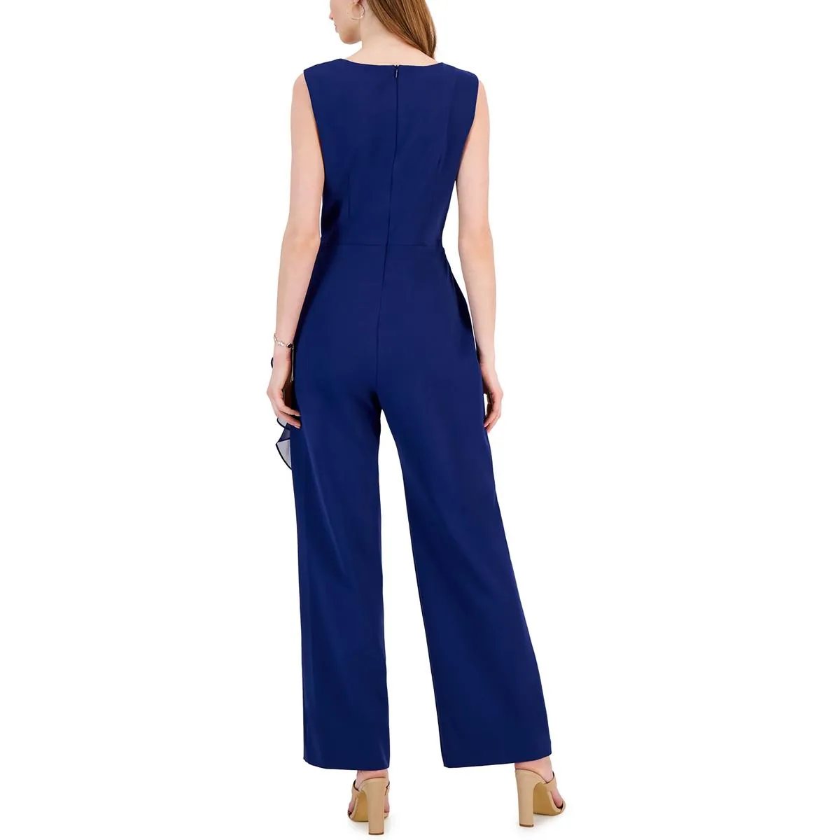 Womens V-Neck Ruffled Jumpsuit