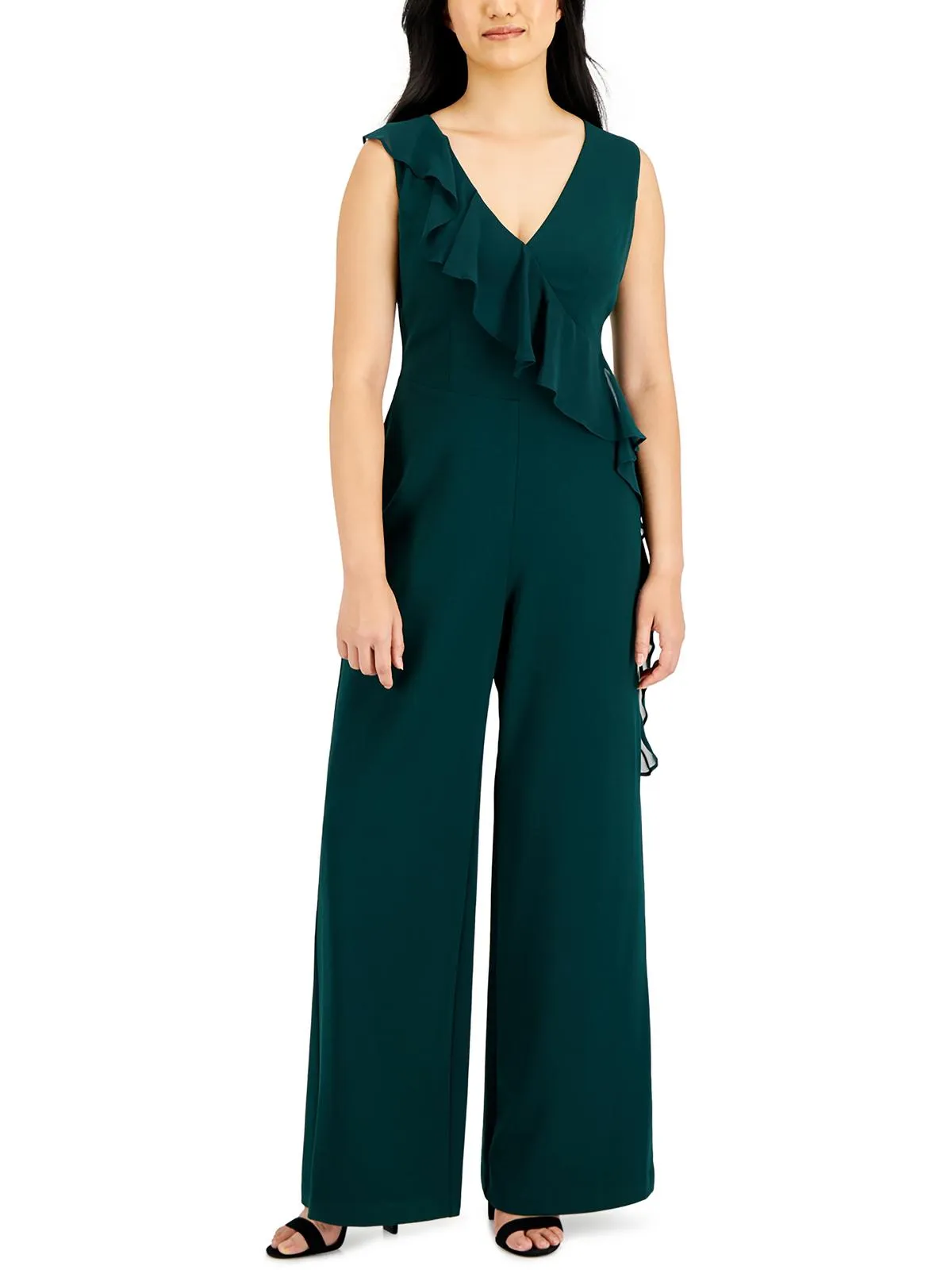Womens V-Neck Ruffled Jumpsuit